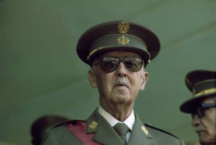 Francisco Franco the dictator with military uniform in a 1975 image